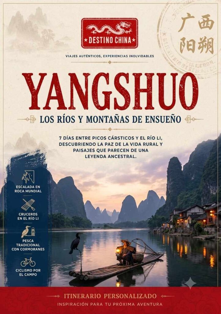 Poster informativo itinerario Yangshuo